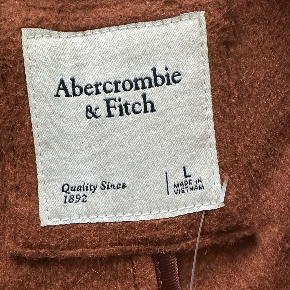 Abercrombie & Fitch Brown Wool-Blend Belted Blanket Coat NWT Size L - Picture 9 of 12